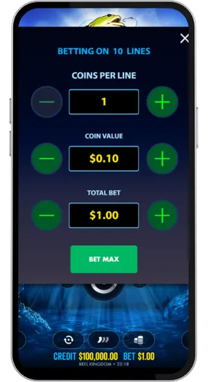 Big Bass Bonanza bet panel showing stake range from £0.10 to £250 per spin